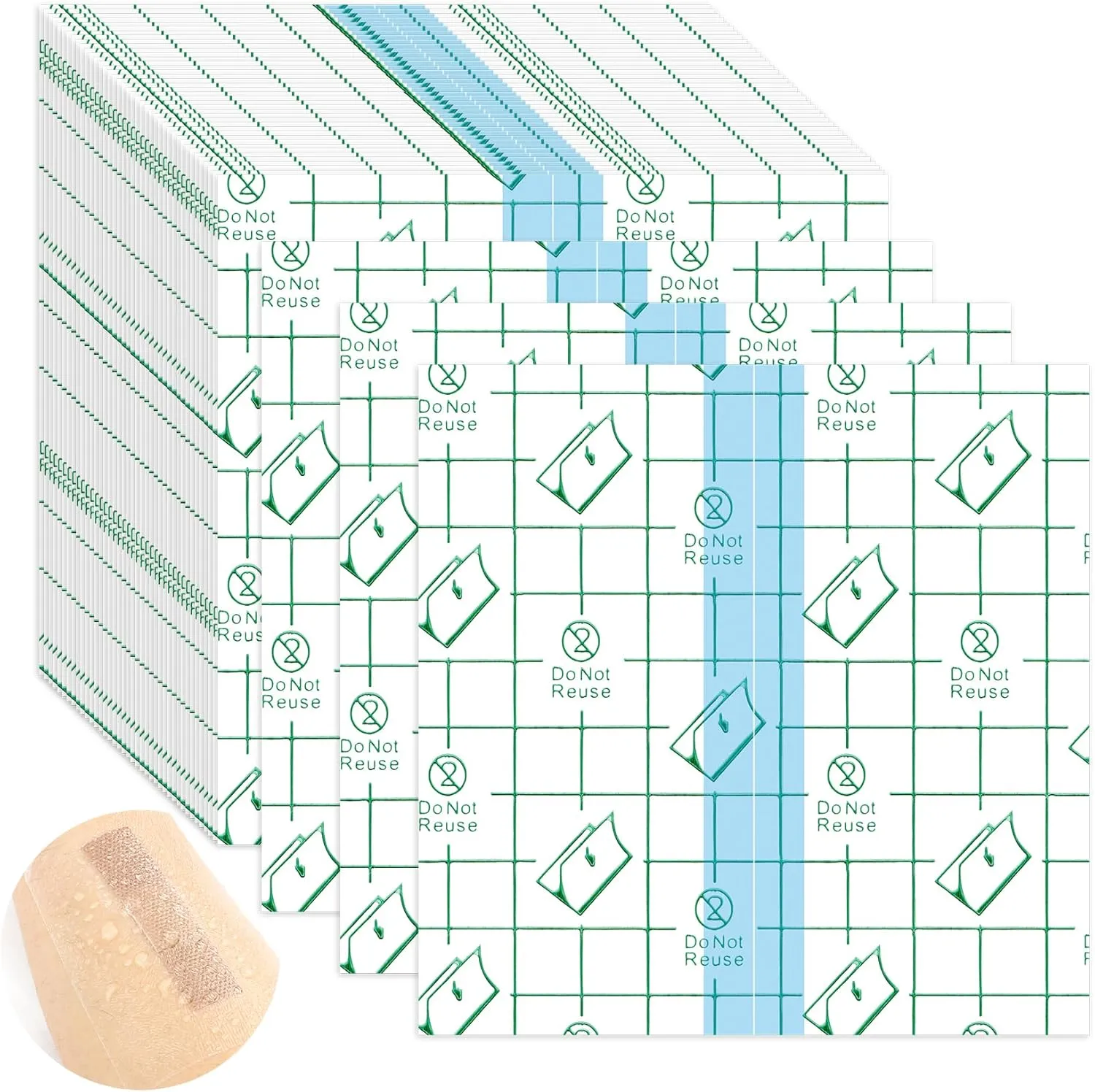 Waterproof Bandages for Swimming,50Pcs 3.93.9Inch Tattoo Aftercare Waterproof Bandages Post Surgical,Second Skin Tattoo Cover Up,Wound Seal,Transparent Film Dressing,Clear Band Aids,Waterproof Patch
