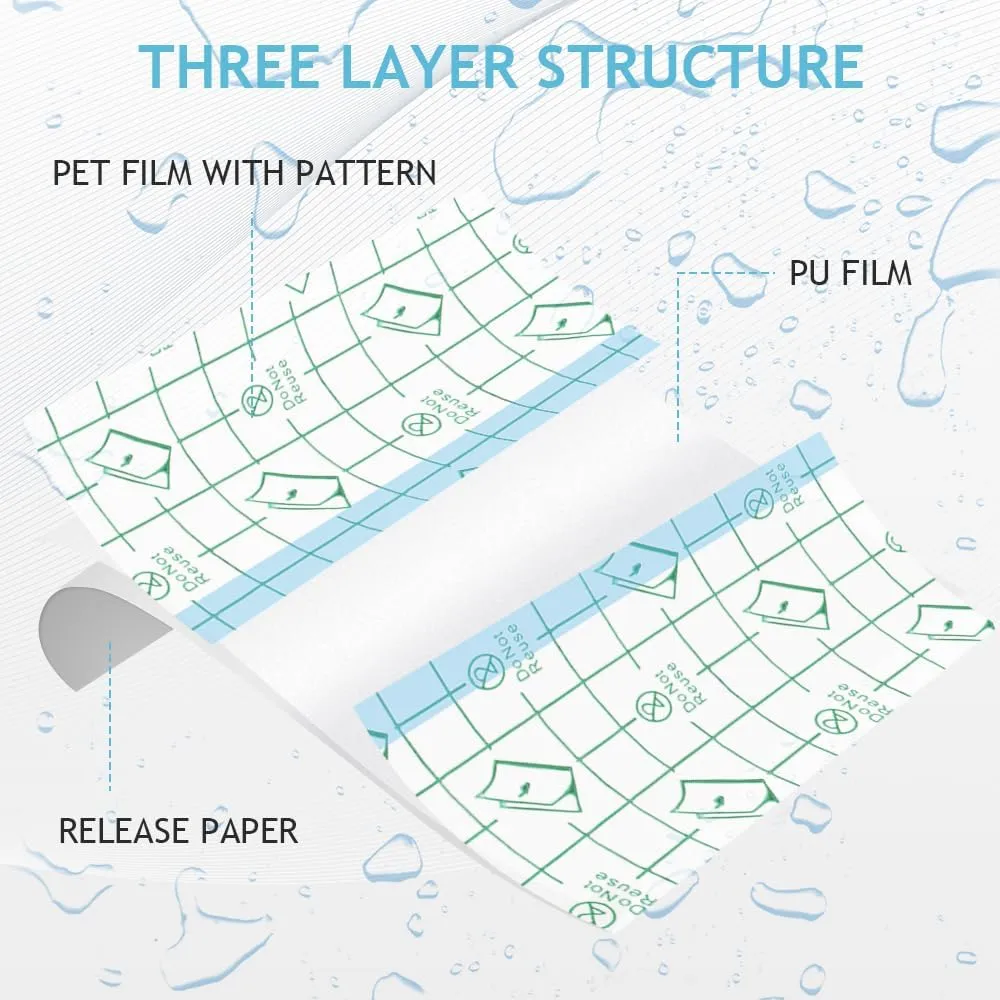 Waterproof Bandages for Swimming,50Pcs 3.93.9Inch Tattoo Aftercare Waterproof Bandages Post Surgical,Second Skin Tattoo Cover Up,Wound Seal,Transparent Film Dressing,Clear Band Aids,Waterproof Patch