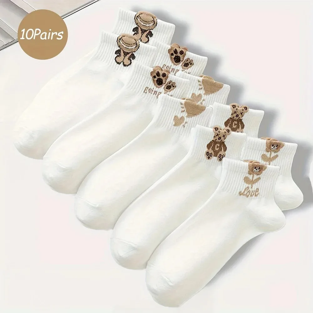 Women's Breathable Teddy Bear Ankle Socks