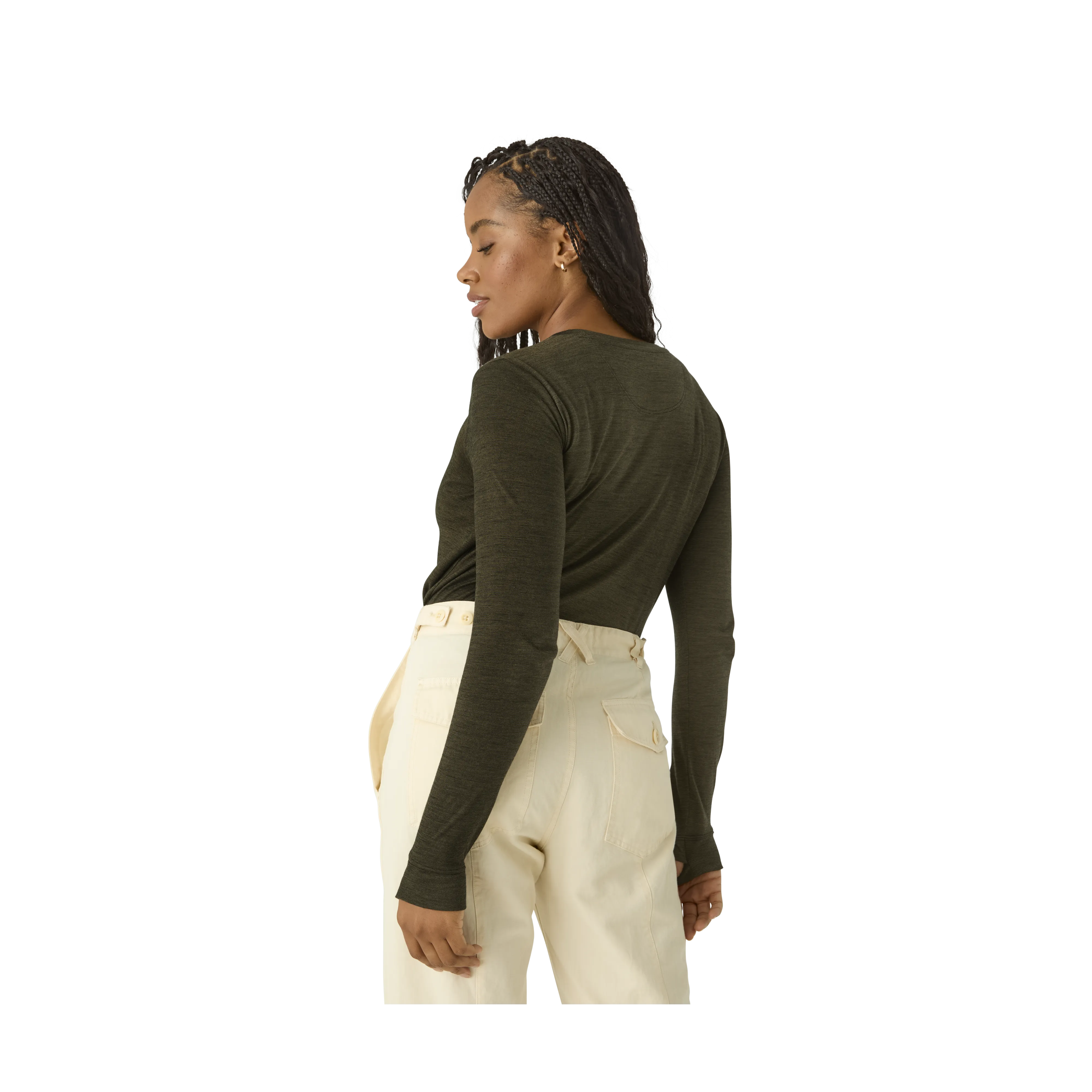 Women's Merino Wool Blend Crew Neck Long Sleeve T-Shirt