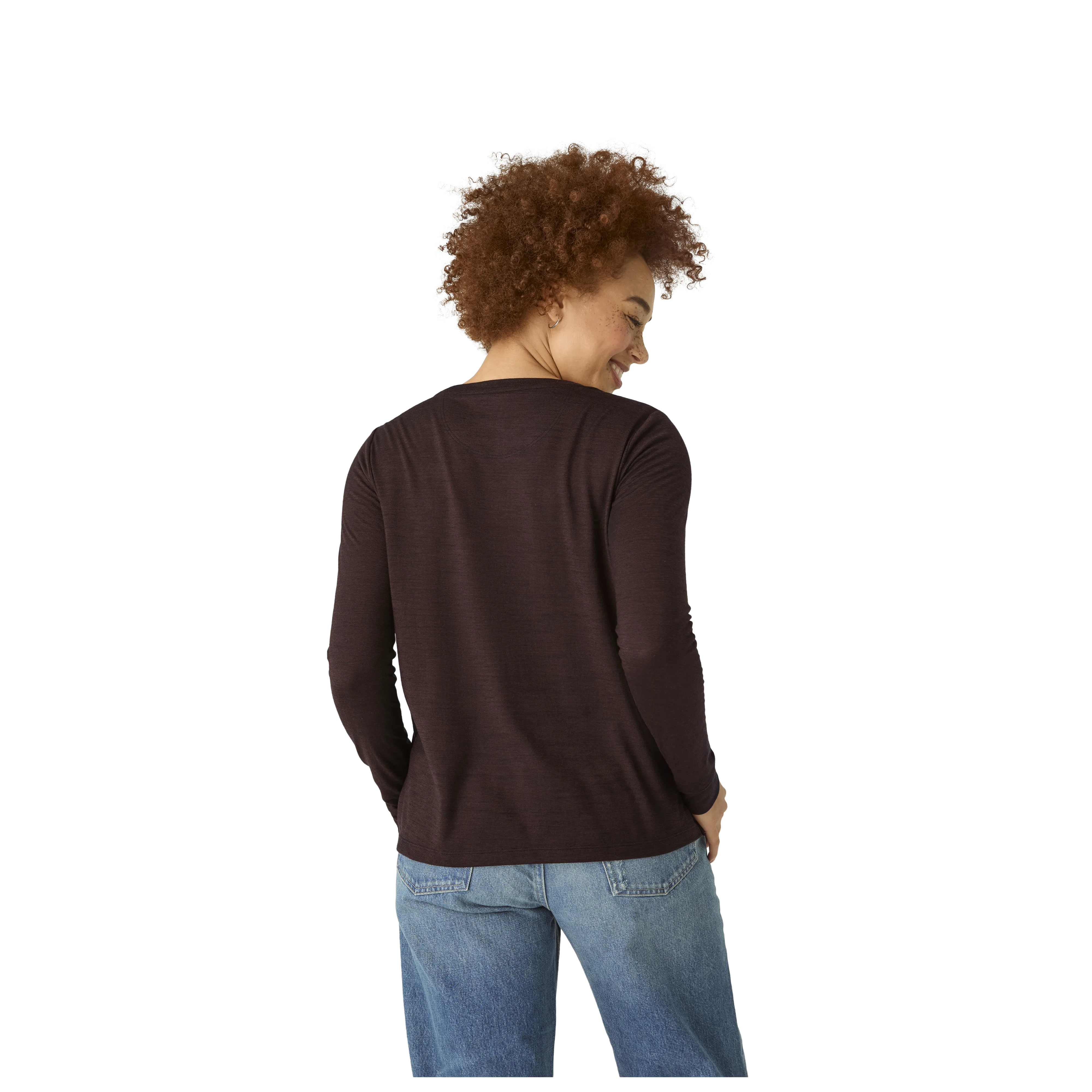 Women's Merino Wool Blend Crew Neck Long Sleeve T-Shirt