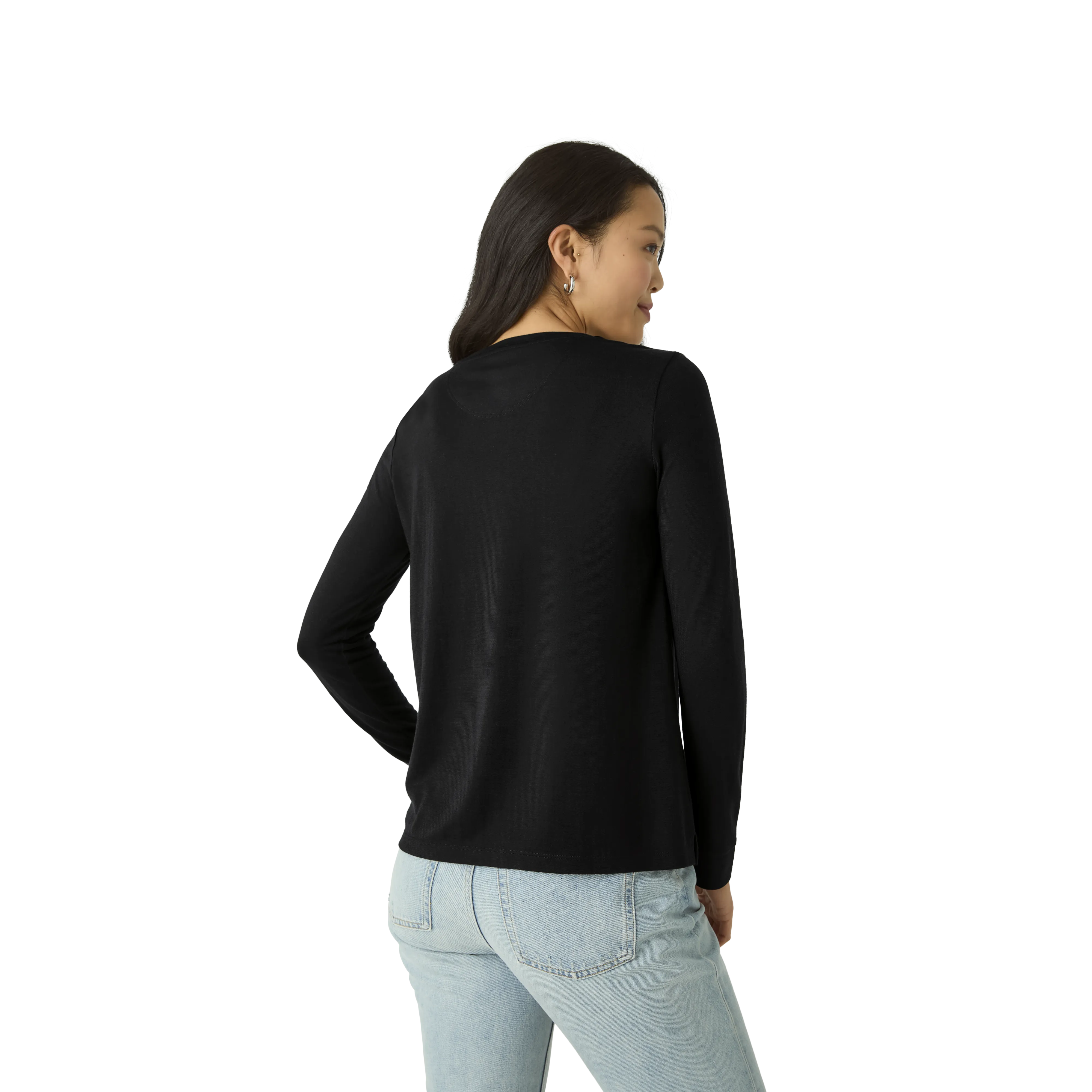 Women's Merino Wool Blend Crew Neck Long Sleeve T-Shirt