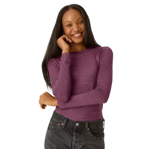 Women's Merino Wool Blend Crew Neck Long Sleeve T-Shirt