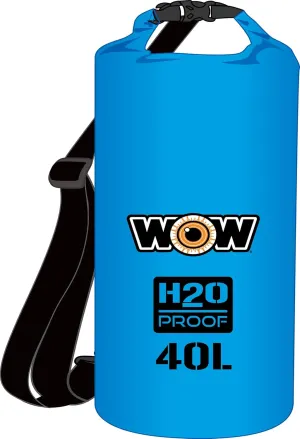 WOW Sports H2O Proof Dry Bag, Waterproof Backpack with Mesh Sides and Internal Phone Pocket, Waterproof Bag for Boating, Kayaking, Fishing, and More