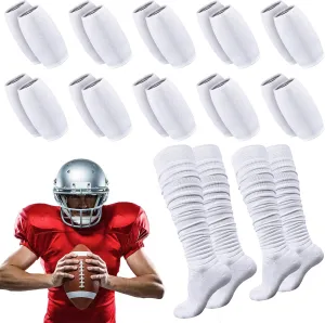 Zoooyawn 20 Pcs Football Chin Strap Cover with 2 Pairs Scrunch Football Socks Padded Knee High Socks Sport Chin Strap Pads for Sports Youth and Adults, White